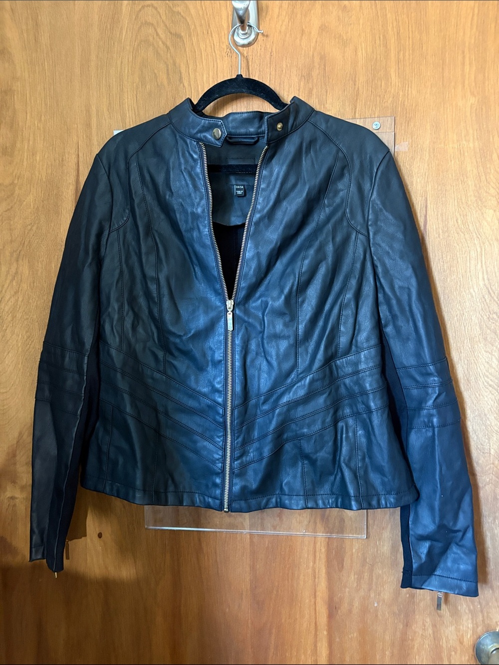 Lane Bryant Women’s Black Faux Leather Moto Jacket